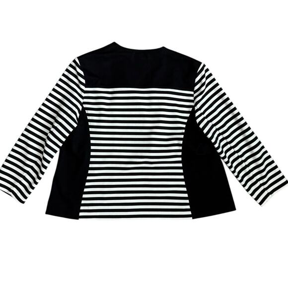 Chico’s Striped Open Front Colorblock Long Sleeve Jacket Blazer Black Size Large - Picture 9 of 12